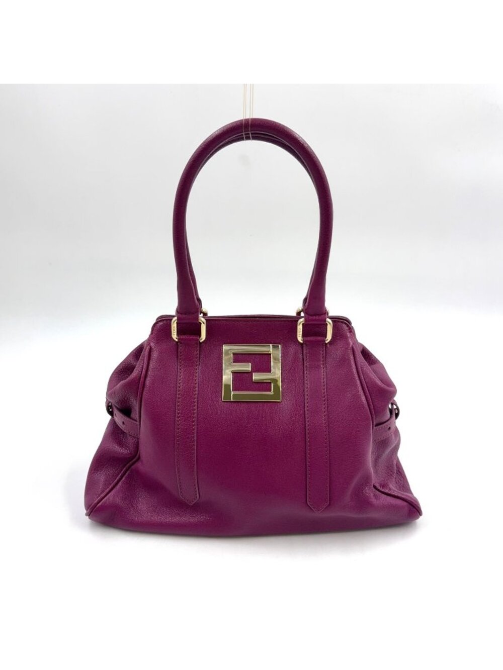 Fendi FF Logo Calfskin Purple Handbag Gold